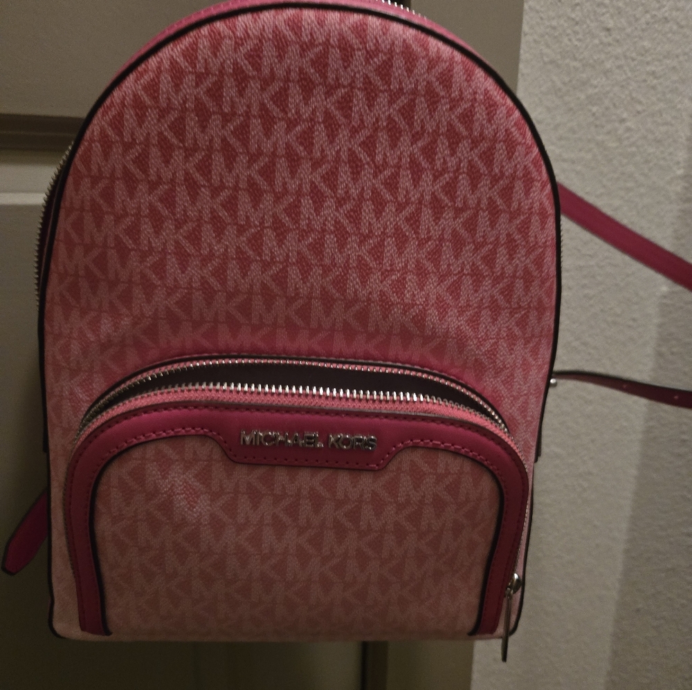 Michael Kors Pink Monogram Backpack